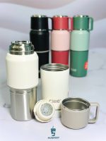 فلاسک Cille با دو فنجان استیل و توری دمنوش