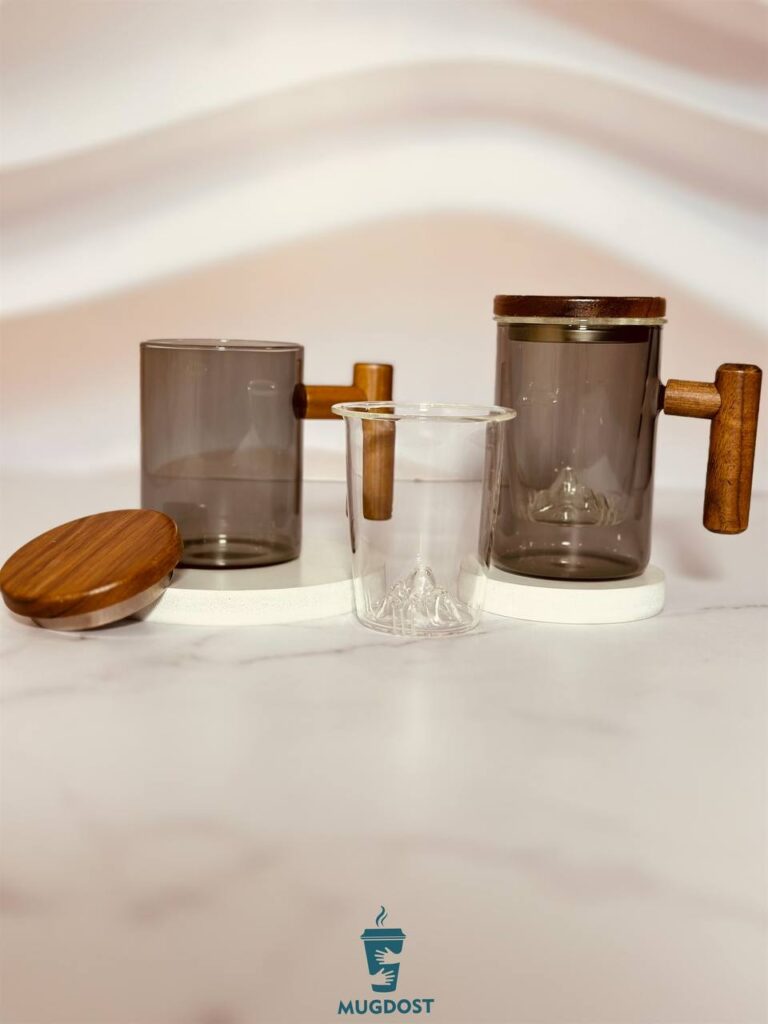 ماگ دمنوش دسته چوبی