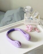 پنکه گردنی شارژی پاستلی رنگ بنفش
