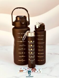 ست قمقمه ۳ قلو برند REFILL مشکی در اندازه‌های مختلف