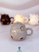 ماگ گربه گرد رنگ طوسی