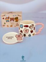 ماگ و بیسکوئیت خوری استیکر رنگ صورتی