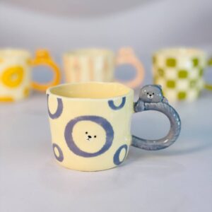 ماگ دسته خرسی رنگ آبی