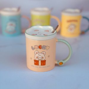 ماگ و بیسکوئیت خوری هپی رنگ صورتی