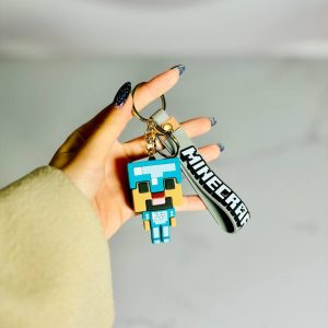 جاکلیدی سیلیکونی ماینکرافت رنگ آبی اسمانی