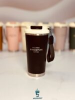 تراول ماگ لبه استیل دوحالته بند دار رنگ مشکی