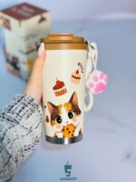 تراول ماگ دیلر گربه قهوه ای دو حالته ۵۶۰ میل از نمای دیگر