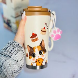 تراول ماگ دیلر گربه قهوه ای دو حالته ۵۶۰ میل از نمای دیگر