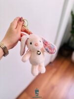 چارم بگ عروسکی خرگوش گلی اورجینال صورتی