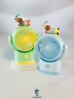 نمای کلی پنکه شارژی هاپو کوچولو با طراحی عروسکی و چهره فانتزی سگ ملوس
