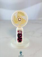پنکه شارژی دسته طرح دار رنگ کرم