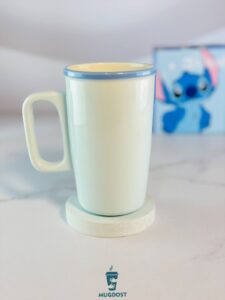 اندازه گیری ابعاد ماگ دیزنی استیچ بلند شامل ارتفاع و قطر بدنه سرامیکی