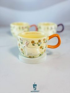 ماگ سرامیکی خرگوش برجسته رنگ نارنجی
