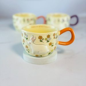 ماگ سرامیکی خرگوش برجسته رنگ نارنجی