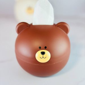 جا دستمال کاغذی گرد تدی رنگ قهوه ای